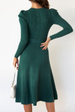 Fashion Casual Solid Patchwork O Neck A Line Dresses