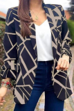 Fashion Print Printing Turndown Collar Outerwear