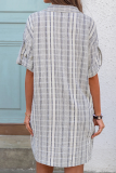 Casual Print Patchwork Turndown Collar Shirt Dress Dresses