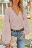 Elegant Solid Patchwork V Neck Tops