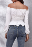 Casual Solid Patchwork Off the Shoulder Tops