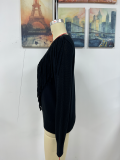 Fashion Solid Tassel Patchwork O Neck Tops