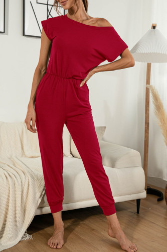 Fashion Casual Solid Patchwork O Neck Jumpsuits