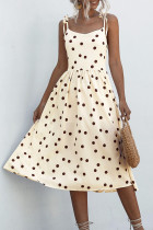 Fashion Casual Dot Frenulum Spaghetti Strap A Line Dresses