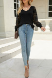 Casual Solid Hollowed Out Patchwork V Neck Sweaters
