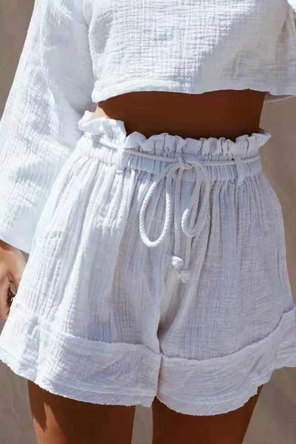 Fashion Casual Solid Patchwork Loose High Waist Wide Leg Bottoms