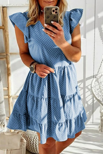 Fashion Street Dot Patchwork V Neck Princess Dresses