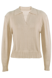 Casual Solid Patchwork Turndown Collar Tops