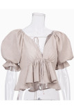 Fashion Casual Solid Patchwork V Neck Tops