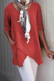 Casual Solid Patchwork O Neck T-Shirts