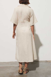 Casual Solid Patchwork Turndown Collar Shirt Dress Dresses