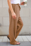 Casual Solid Draw String Pocket Loose Wide Leg Solid Color Bottoms