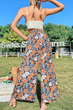 Casual Print Patchwork Boot Cut Mid Waist Wide Leg Full Print Bottoms