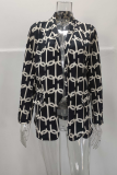 Fashion Casual Print Patchwork Turndown Collar Outerwear
