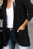 Casual Solid Patchwork Pocket V Neck Tops Sweater