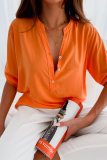 Casual Solid Patchwork V Neck Tops