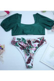 Fashion Vacation Solid Patchwork Swimwears
