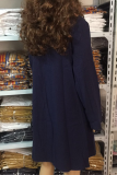 Casual Street Solid Buckle Turndown Collar Dresses