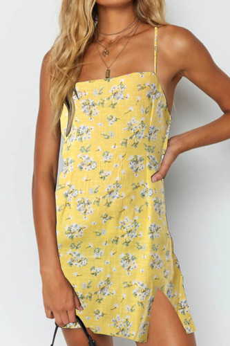 Fashion Street Print Slit Spaghetti Strap Straight Dresses
