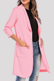 Street Solid Pocket Buttons Turn-back Collar Outerwear