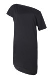Fashion Casual Solid Patchwork Oblique Collar Irregular Dresses
