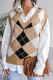 Casual Plaid Geometric Contrast V Neck Tops Sweater
