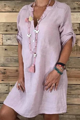Casual Print Patchwork V Neck A Line Dresses