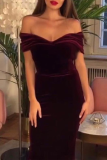 Sexy Solid Patchwork Off the Shoulder Pencil Skirt Dresses
