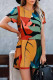 Fashion Street Print Patchwork O Neck Pencil Skirt Dresses