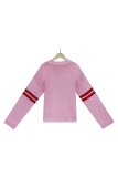 Casual Striped Patchwork Contrast O Neck Tops Sweater
