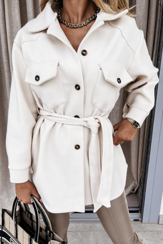 Casual Solid Patchwork Turndown Collar Outerwear
