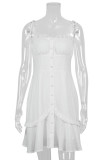 Fashion Casual Solid Patchwork Spaghetti Strap A Line Dresses