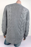 Casual Solid Patchwork Cardigan Collar Tops