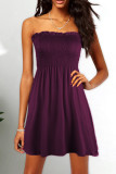 Fashion Casual Solid Patchwork Strapless Princess Dresses