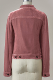 Casual Solid Patchwork Turndown Collar Outerwear