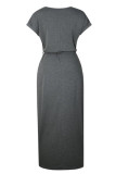 Fashion Casual Solid Frenulum O Neck Irregular Dresses