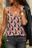 Fashion Street Print Patchwork Spaghetti Strap Tops
