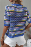 Fashion Striped Patchwork Half A Turtleneck Tops