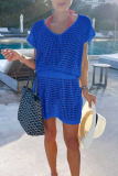 Casual Solid Mesh V Neck Waist Skirt Dresses