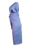 Elegant Solid Solid Color V Neck One Step Skirt Dresses