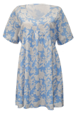 Fashion Print Patchwork Cake Skirt Dresses