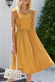 Fashion Casual Solid Patchwork O Neck A Line Dresses