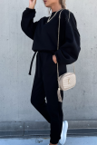 Fashion Casual Solid Patchwork Frenulum O Neck Long Sleeve Two Pieces