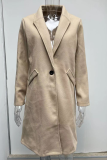 Casual Work Solid Buttons Turn-back Collar Outerwear