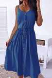 Casual Solid Patchwork Spaghetti Strap Cake Skirt Dresses