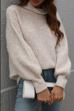 Casual Solid Patchwork Turtleneck Tops