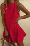 Casual Solid Patchwork O Neck Straight Dresses