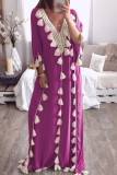 Fashion Street Solid Tassel Patchwork V Neck Straight Dresses