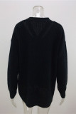 Casual Solid Hollowed Out Patchwork V Neck Tops