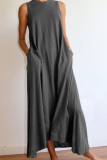 Casual Solid Patchwork O Neck Straight Dresses